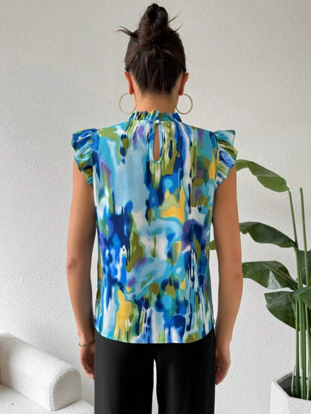 ZARA Printed Round Neck Short Sleeve Top